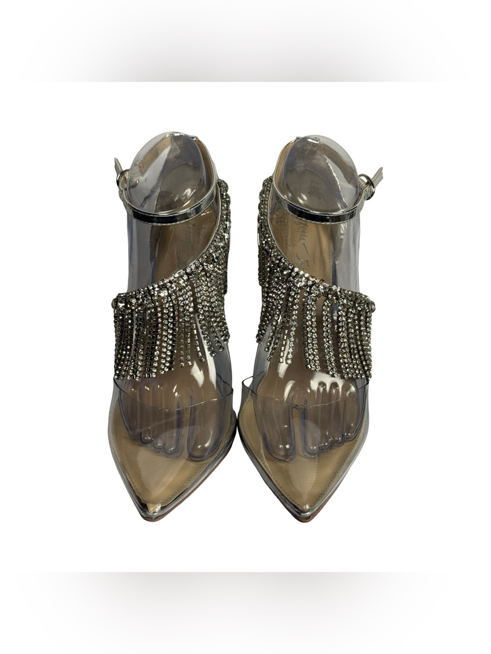 Betsey Johnson Silver Rhinestone Clear Pumps Size 9